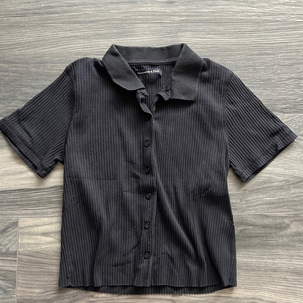 Ribbed Button-Up